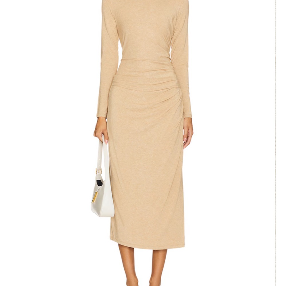 Side Drape Midi Skirt in Cashew